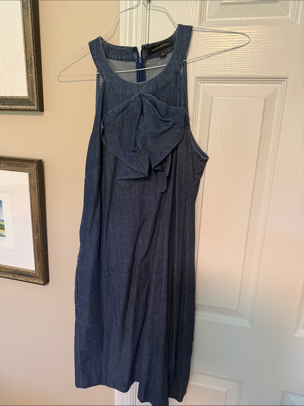 Banana Republic Navy Sleeveless Bow-Front Mini Dress